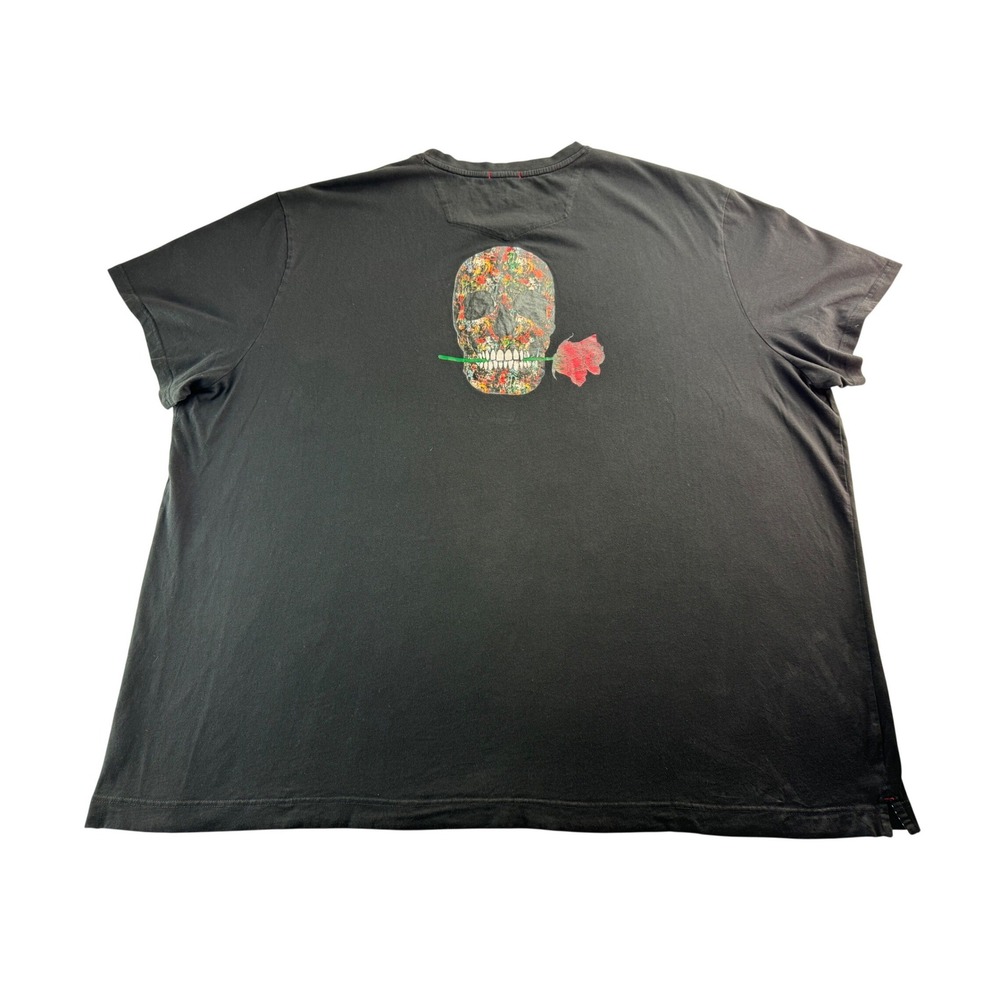 Robert Graham Mens 5XL Black Skull Rose Graphic T-Shirt Cotton‎ Crewneck RG Logo - Picture 3 of 16